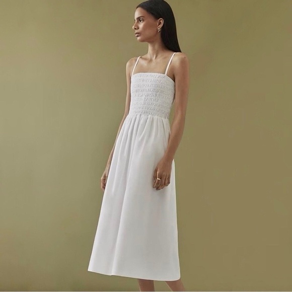 Theory City Smocked Stretch Poplin Midi Sundress MEDIUM - Picture 1 of 11